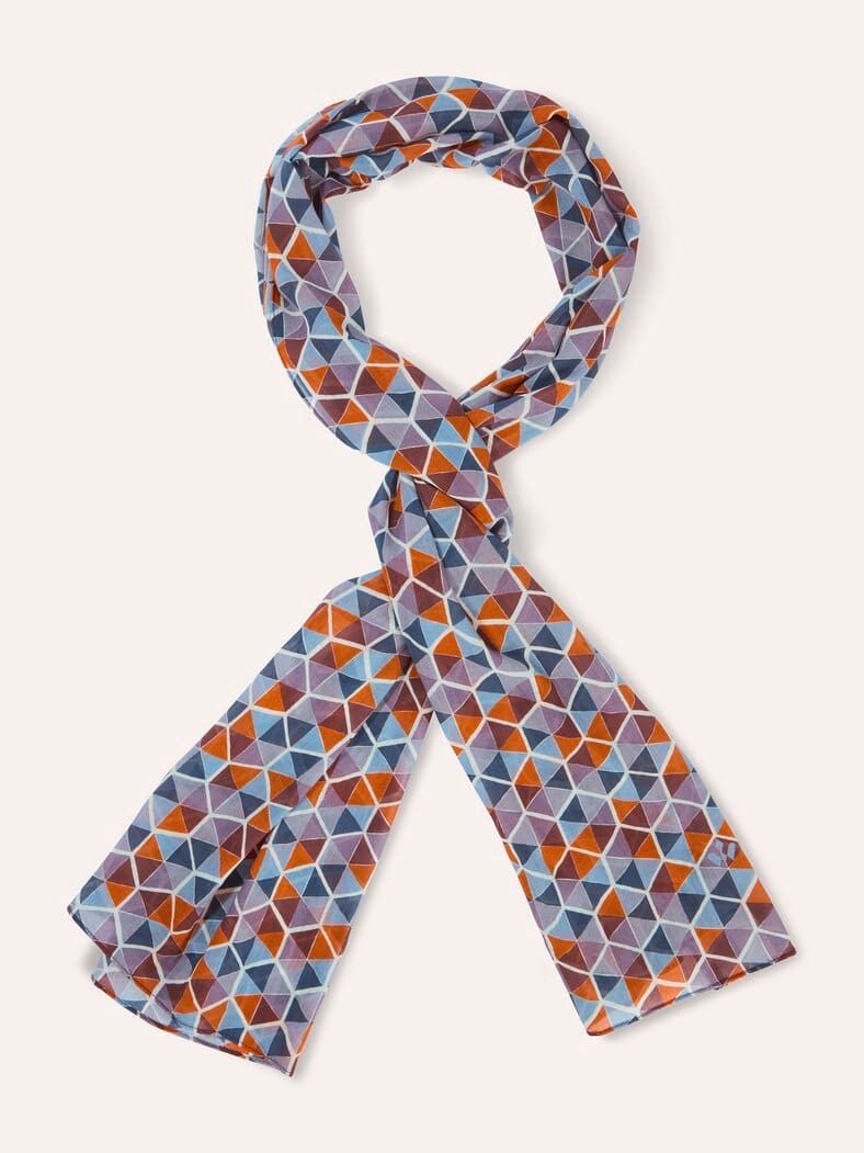 Baumwollschal Swiss Cotton Grafik Blau Gemustert