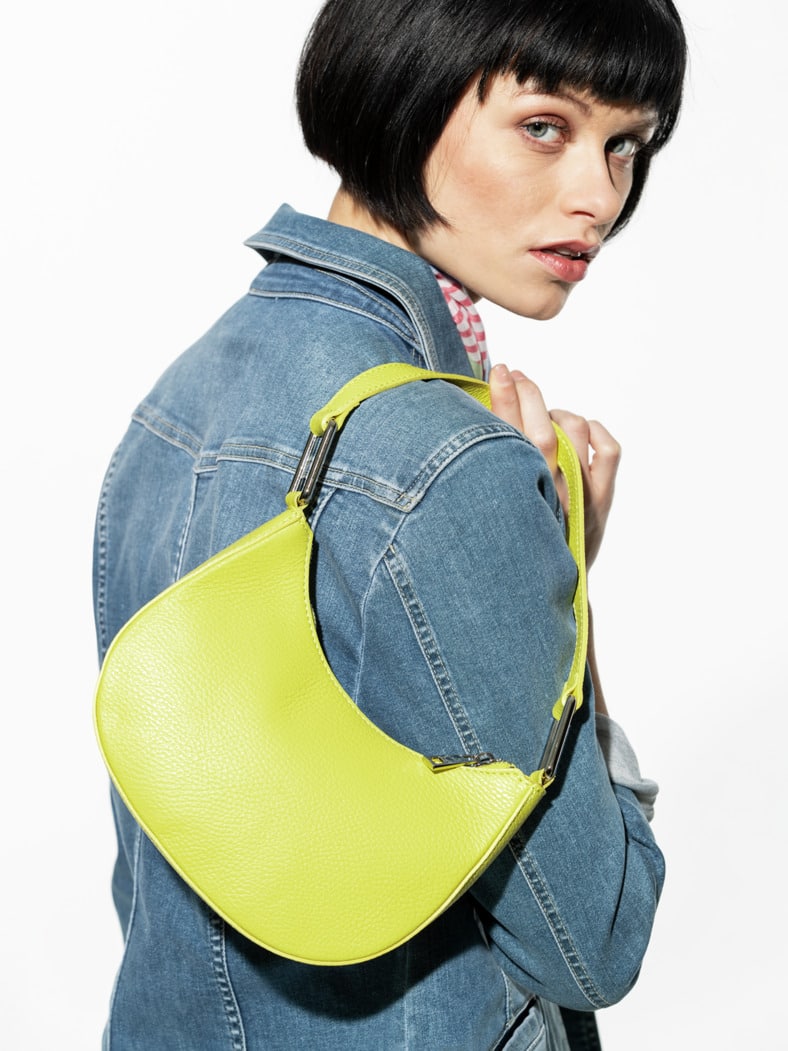 Leder Mini Bananen Handtasche Zitrone