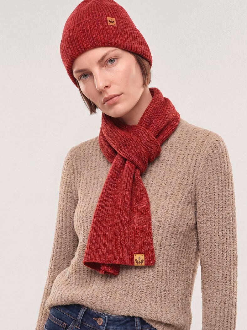 Strickschal Dunkelrot Melange