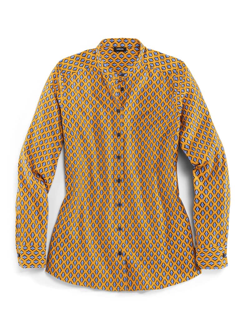 Kuschelflanell-Stehkragenbluse Minimal Safran