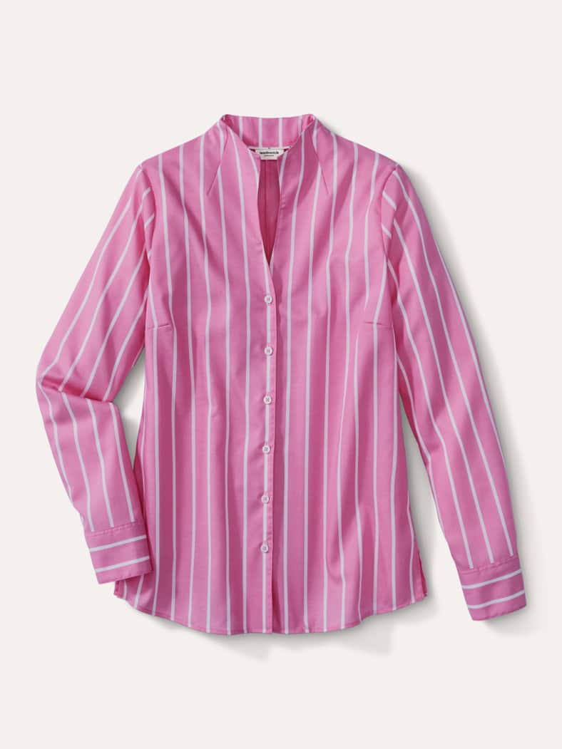 Extraglatt-Bluse Kelchkragen Streifen Malve