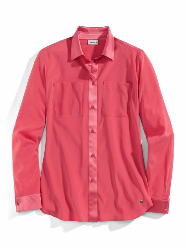 Seiden-Hemdbluse Edel-Basic Koralle