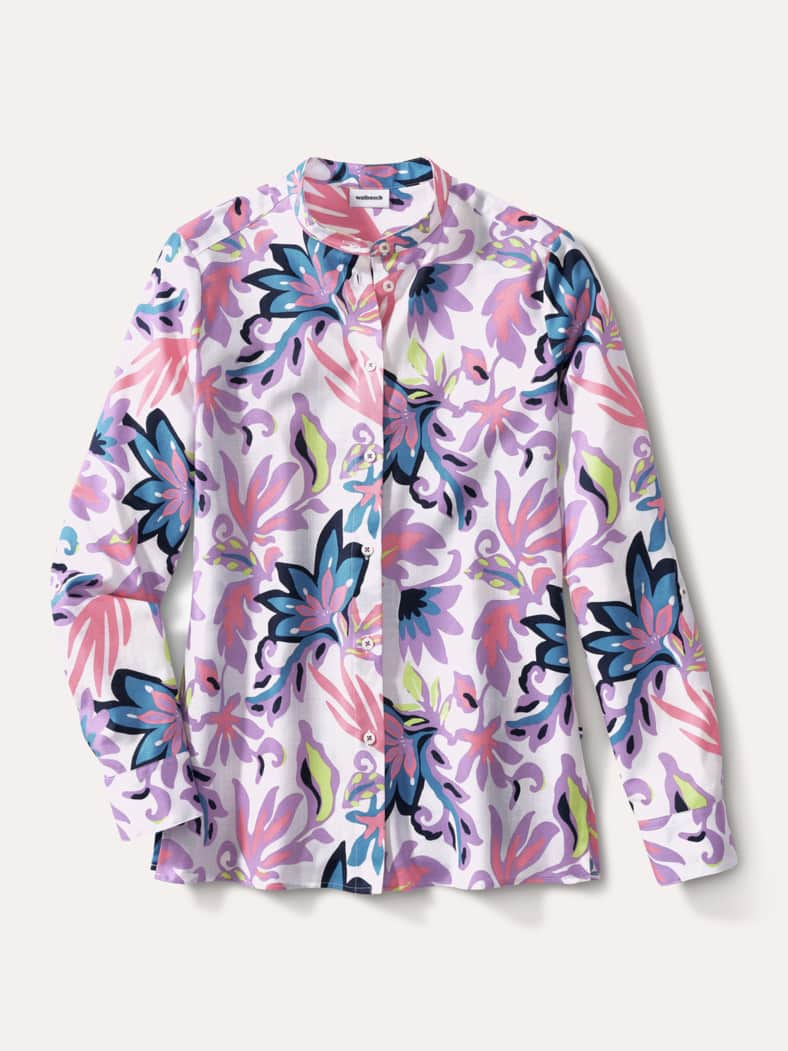 Stehkragenbluse Feel Good Blumendruck