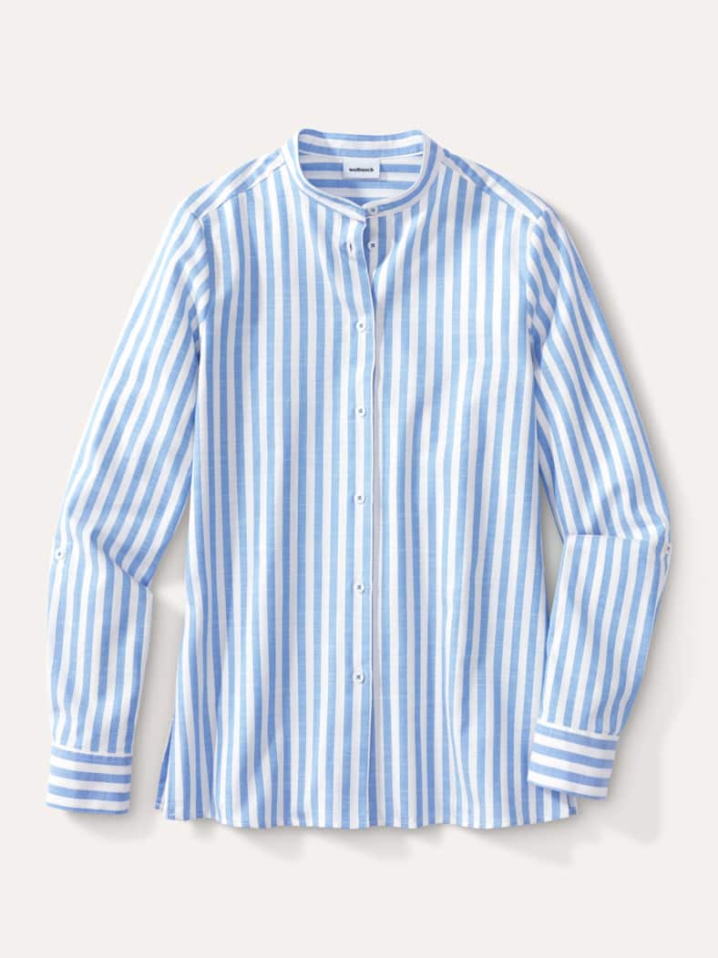 Stehkragenbluse Feel Good Streifen Königsblau