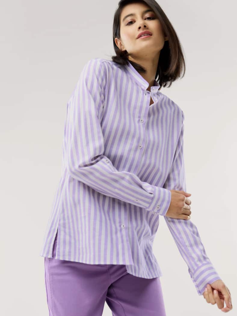 Stehkragenbluse Feel Good Streifen Veilchen
