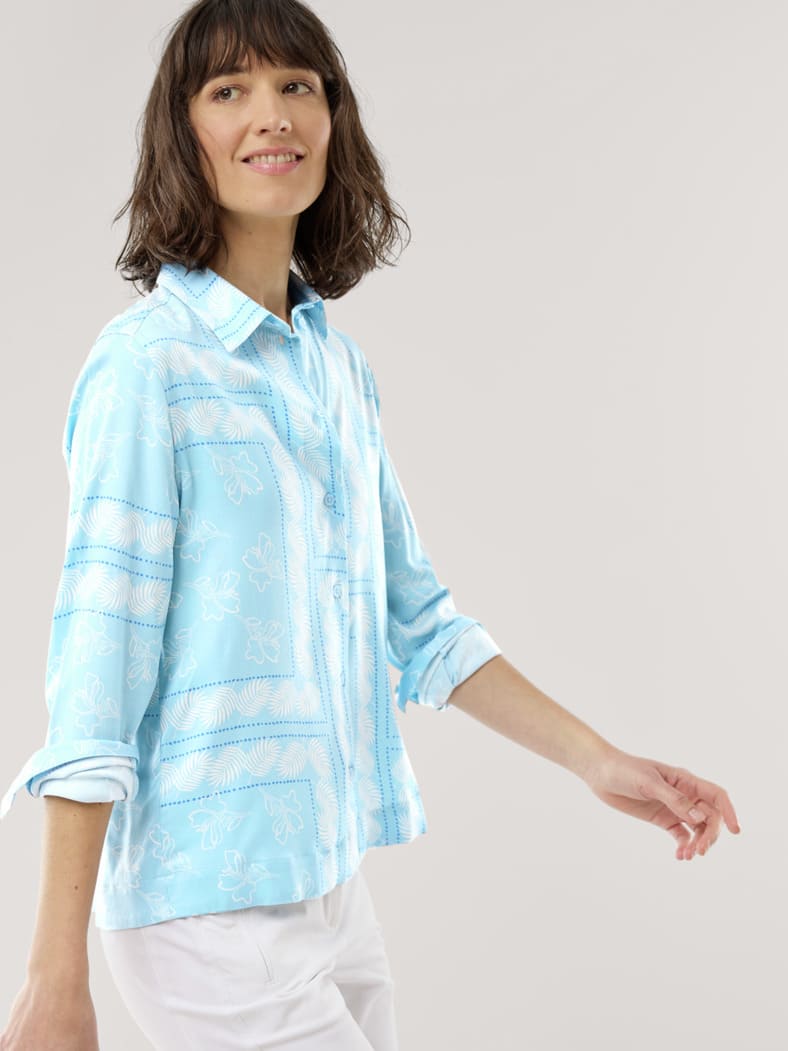Easy Care Bluse Bandana Skyblue