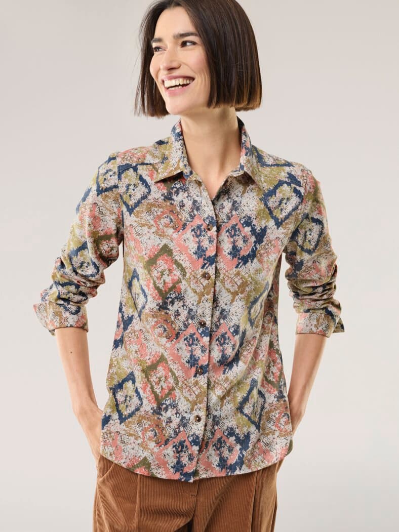 Polar-Flanell Hemdbluse Ikat Melange