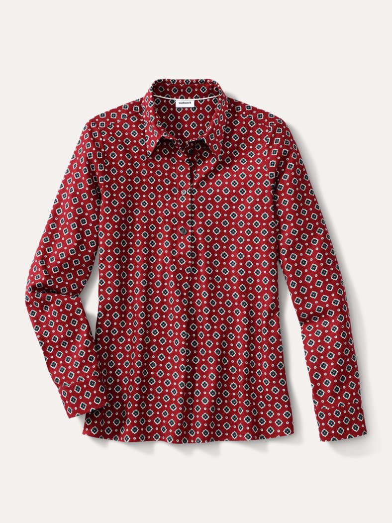 Soft-Flanell Polo-Bluse Krawattendessin