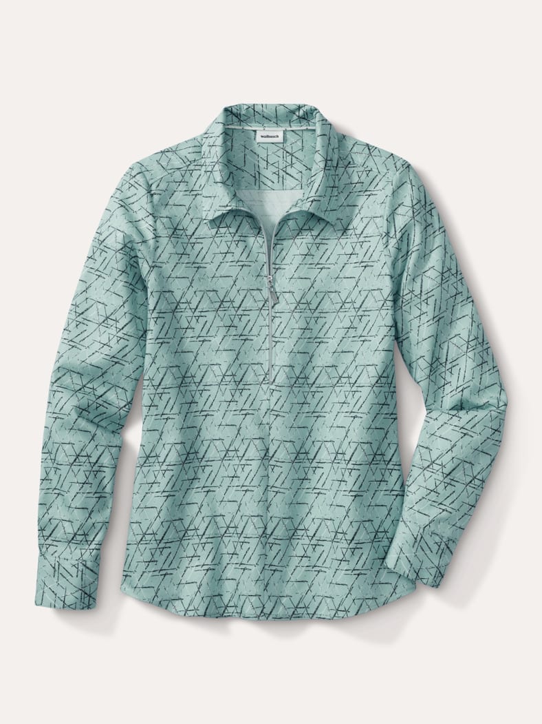Kuschelflanell Zip-Bluse Minimal Gletschergrün