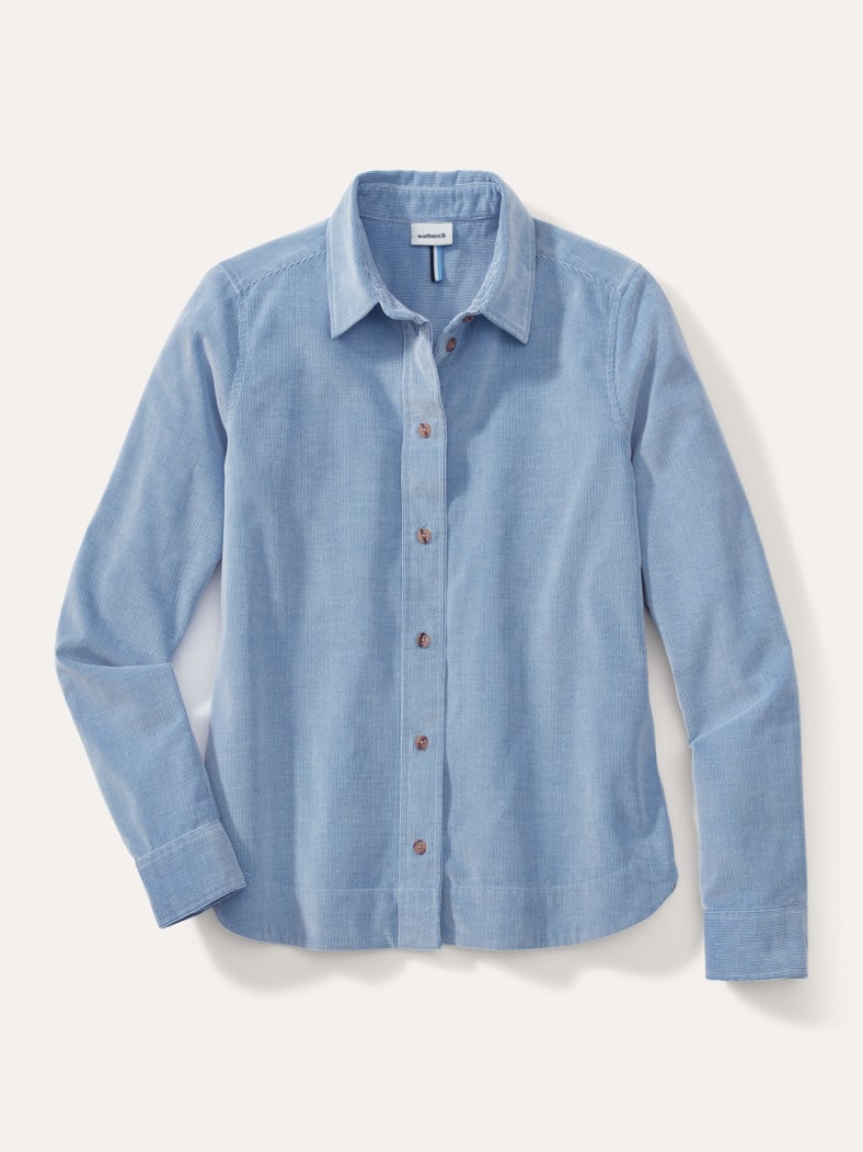 Two-Tone Cord Bluse Boxi Ozeanblau