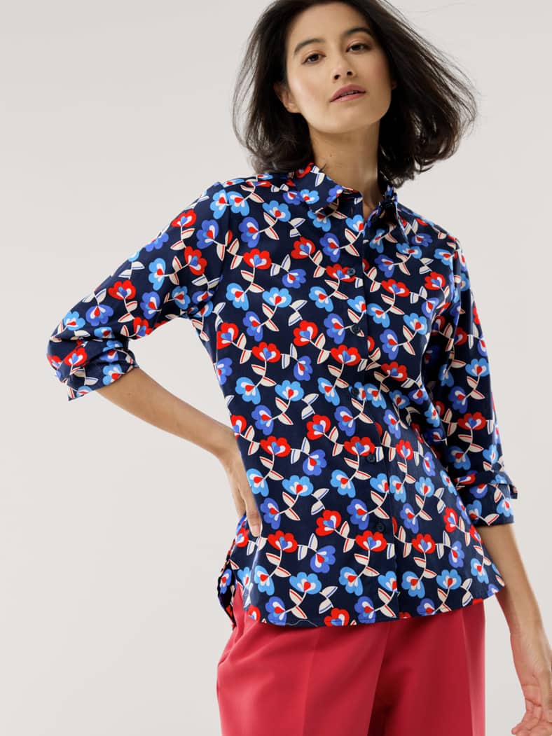Baumwoll-Bluse Zeitlos Blumendruck