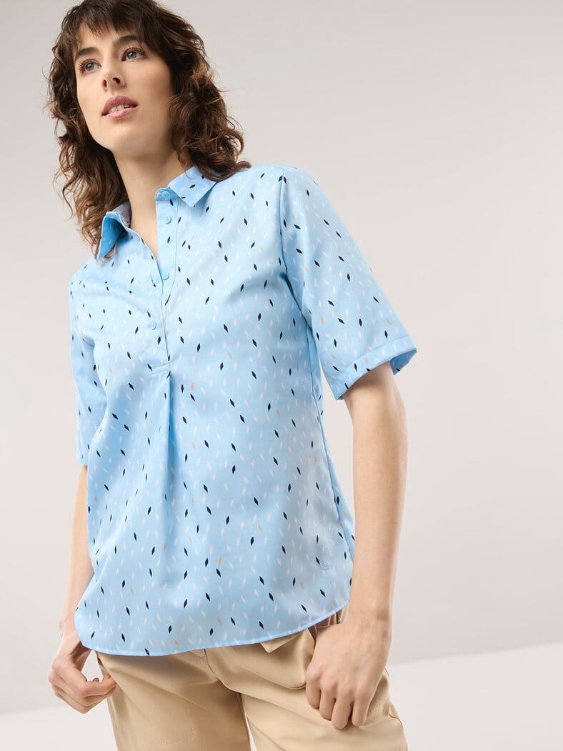 Extraglatt Polo Bluse Minimal Skyblue