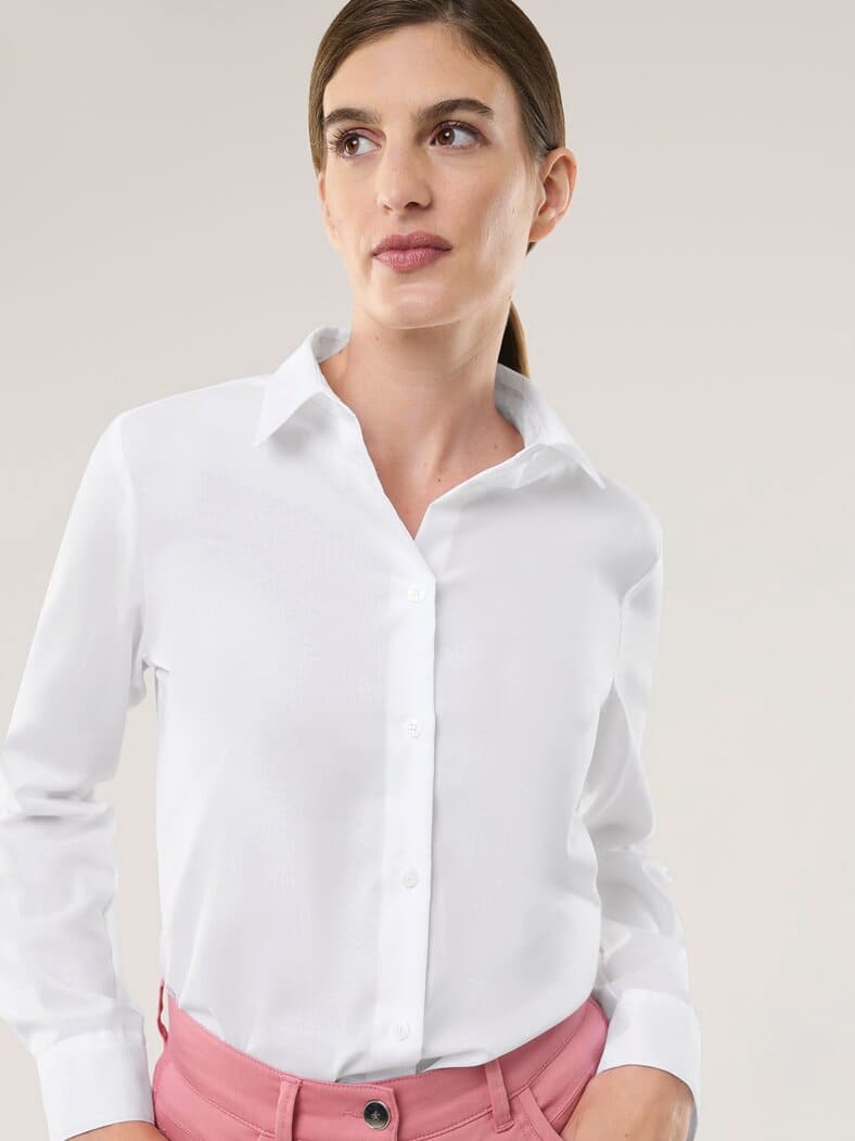 Extraglatt Baumwoll-Bluse Weiß