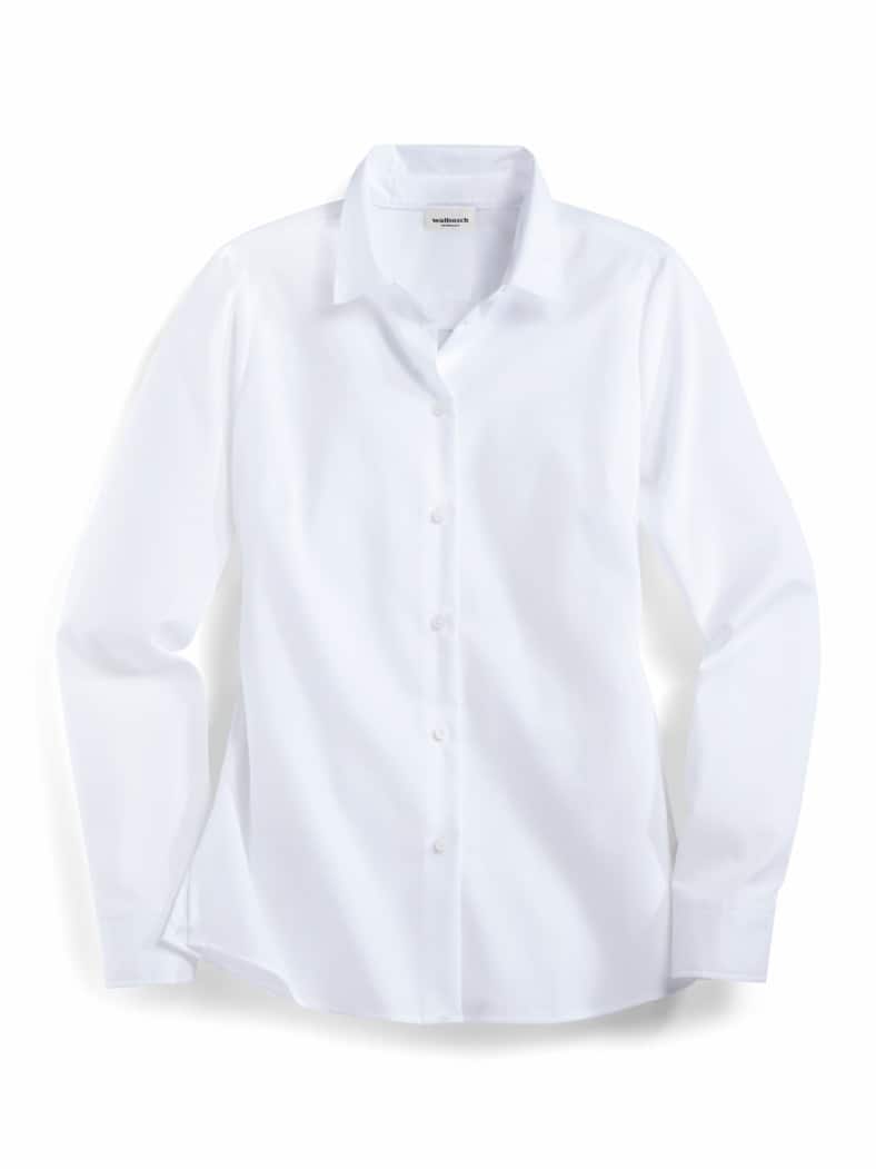 Extraglatt Baumwoll-Bluse Weiß