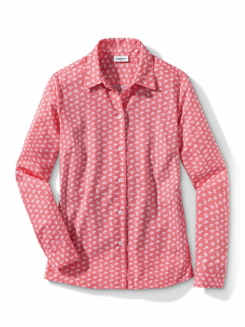 Extraglatt Baumwoll-Bluse Minimal Flamingo