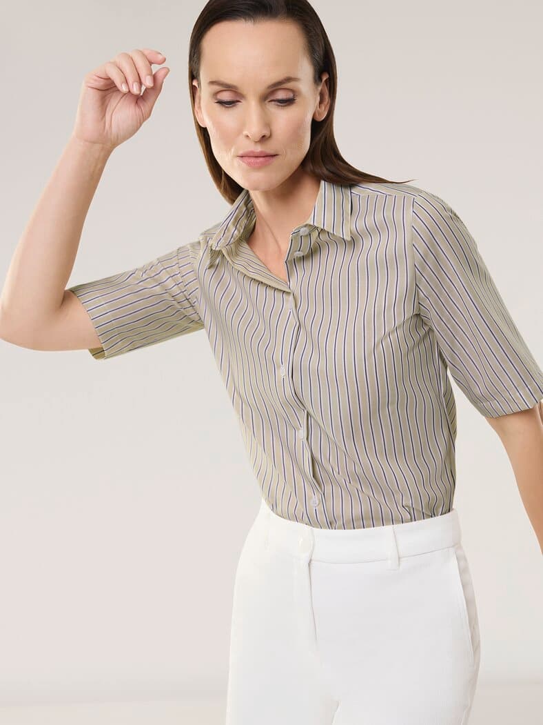 Extraglatt-Hemdbluse Everyday 2.0 Streifen Sand