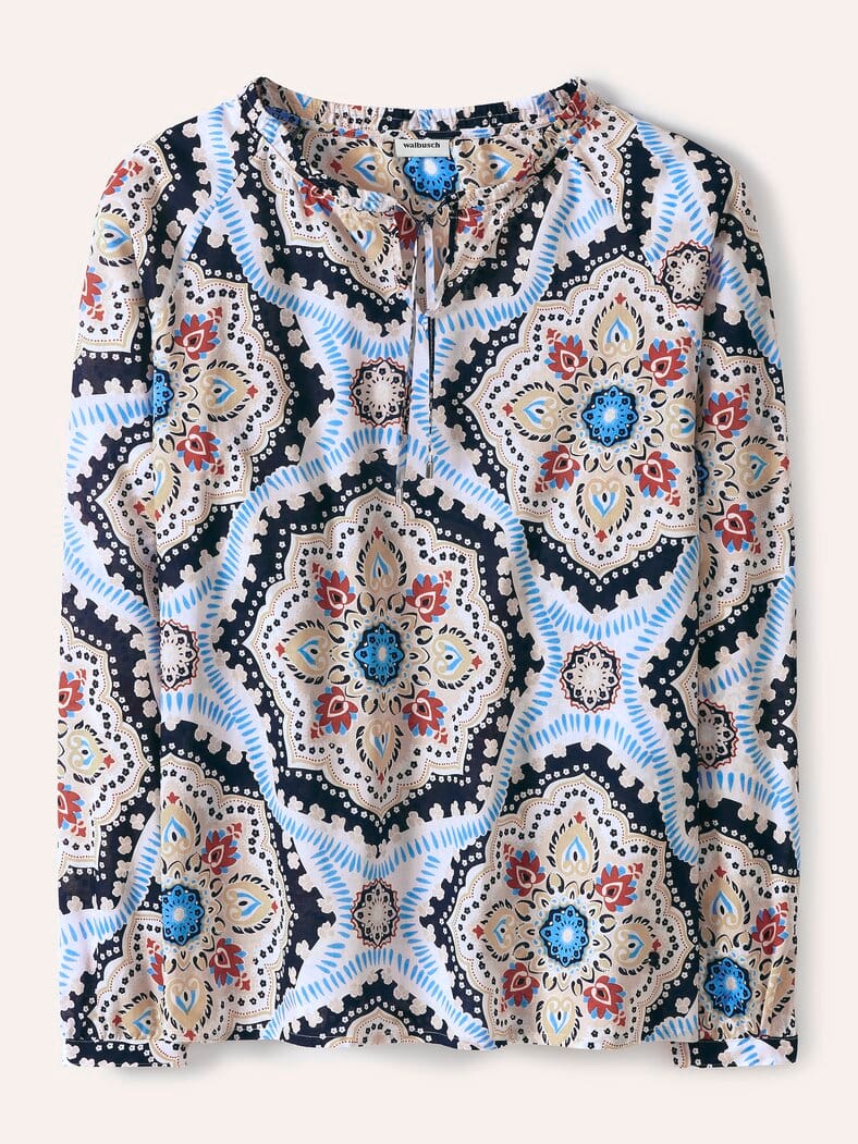 Bluse aus Baumwoll-Voile Altrosa Marine