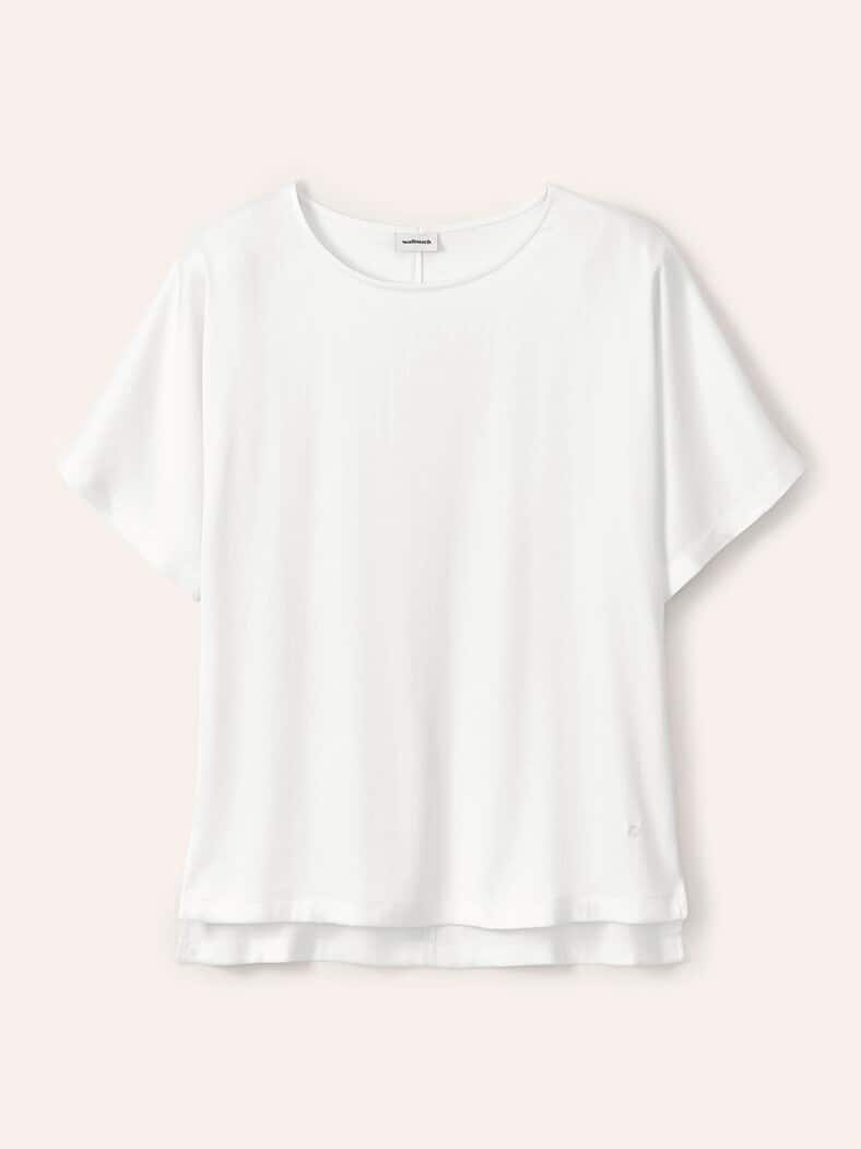 Blusenshirt aus Satin Offwhite