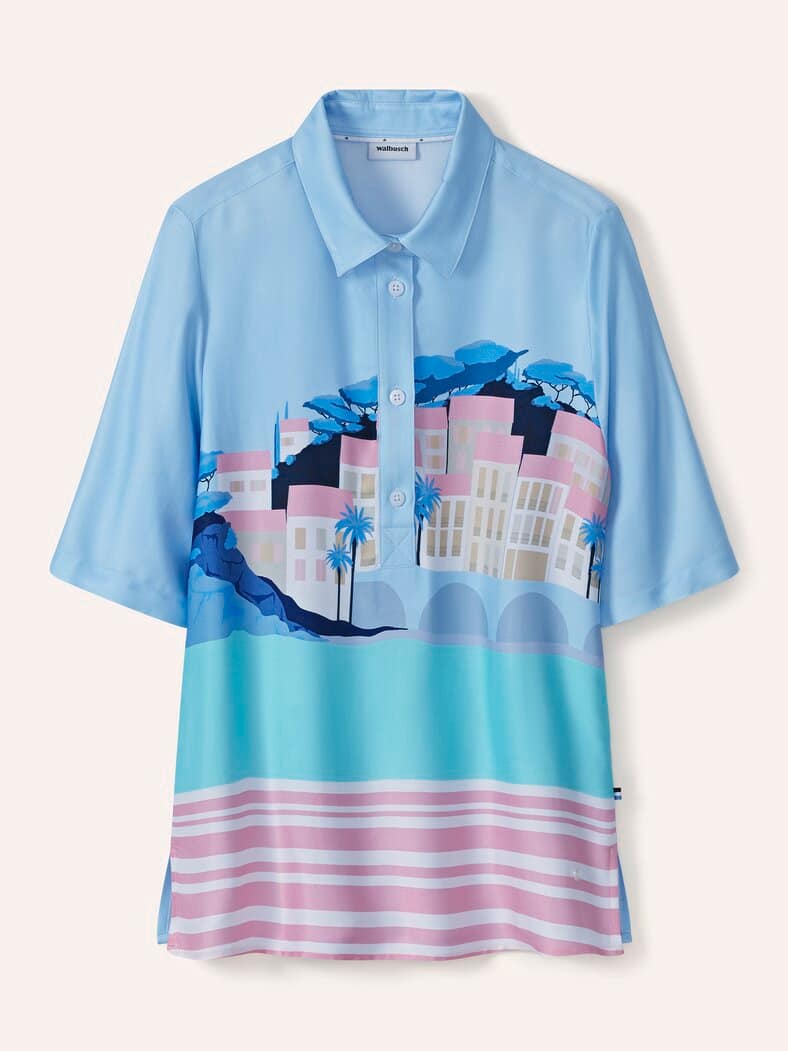 Polo Bluse aus Viskose Druck