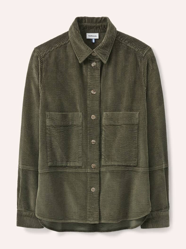 Blusenjacke aus Strukturcord Oliv