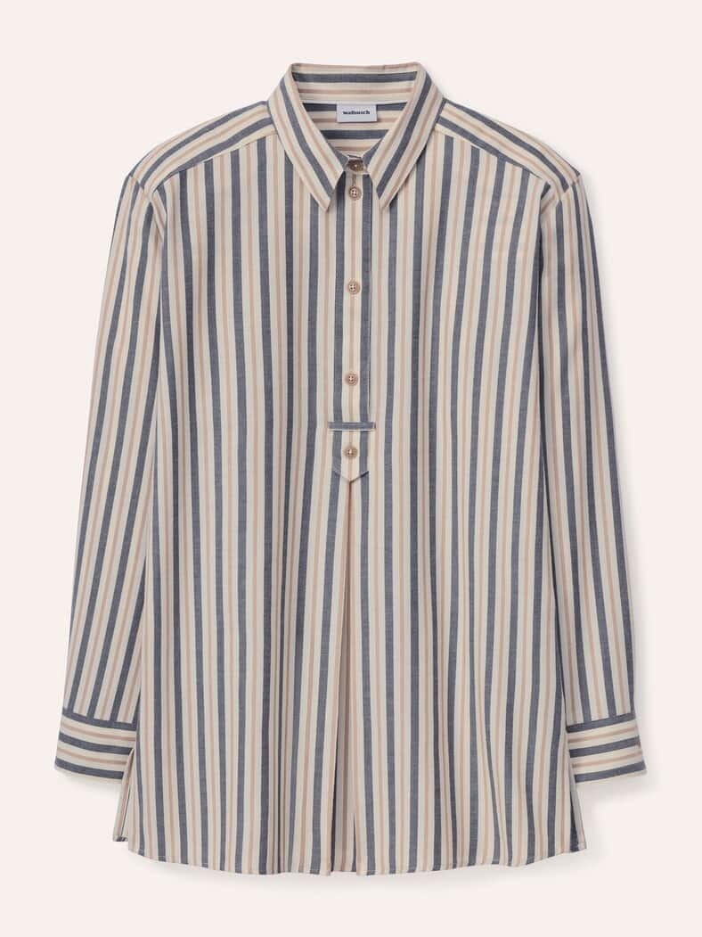 Bluse aus Polar-Flanell Streifen Nachtblau