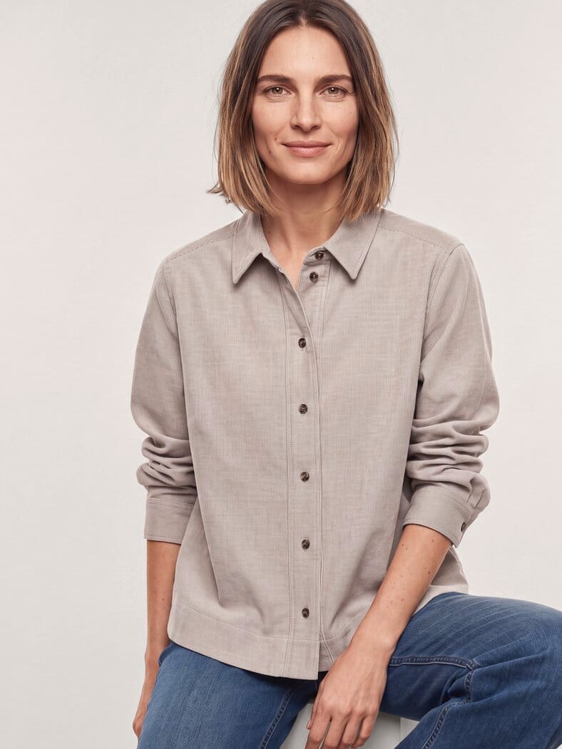 Two-Tone Cord Bluse Boxi Praline