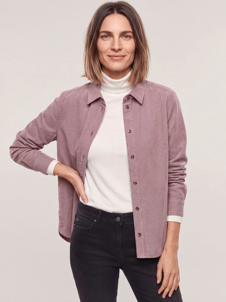 Two-Tone Cord Bluse Boxi Ziegelrot