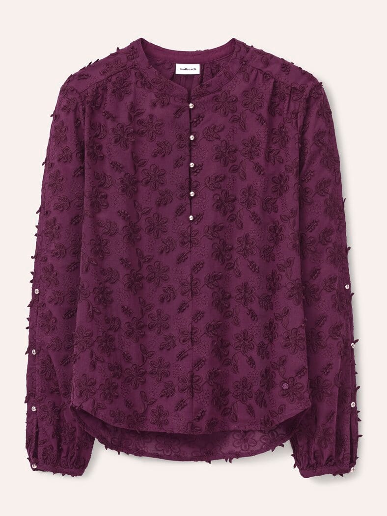 Bluse mit Blütenstickerei Cassis