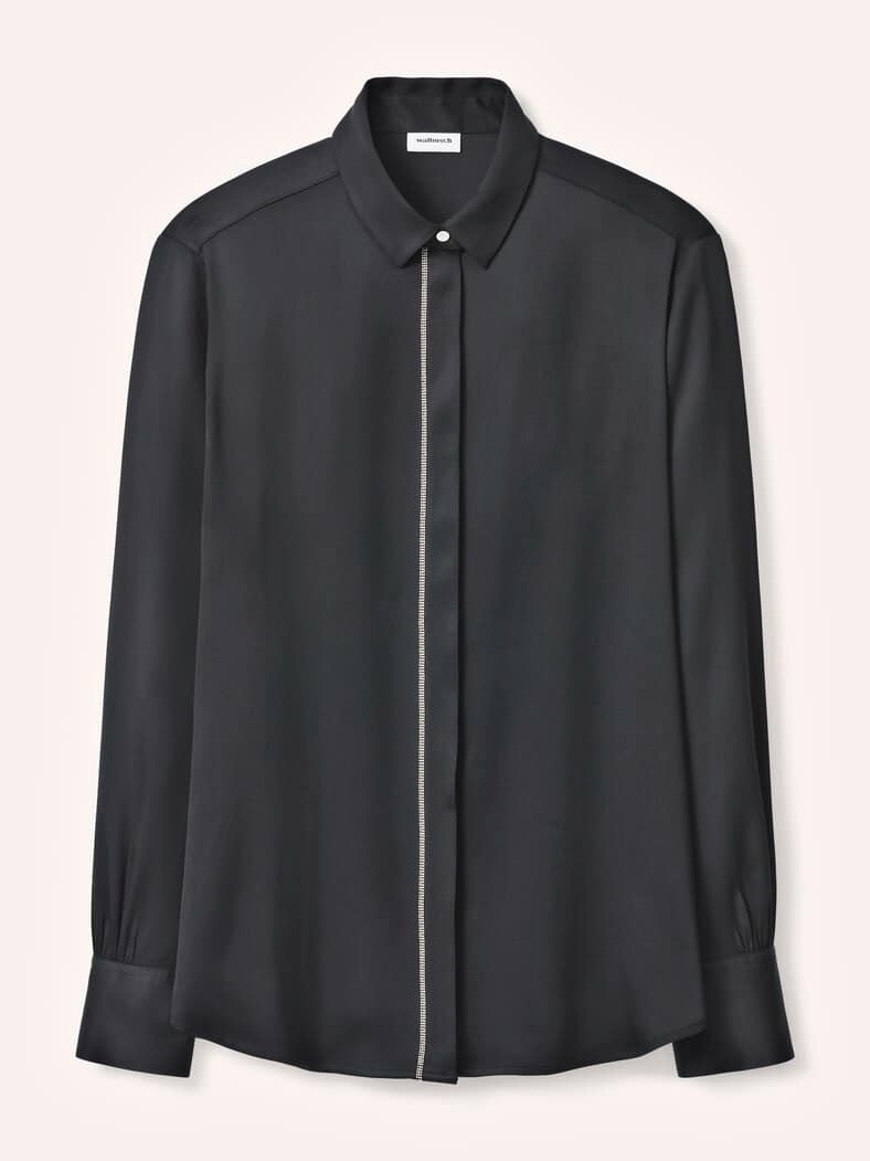Bluse mit Glitzerkante Schwarz