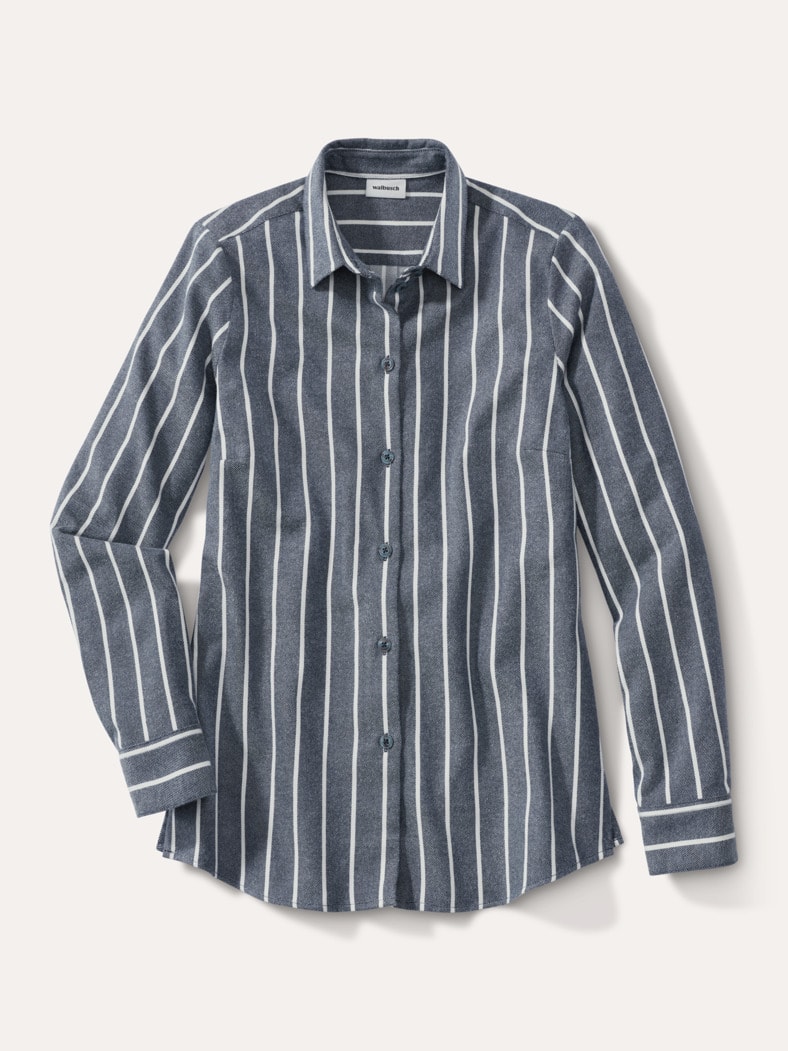 Thermo-Flanell-Hemdbluse Streifen Marine