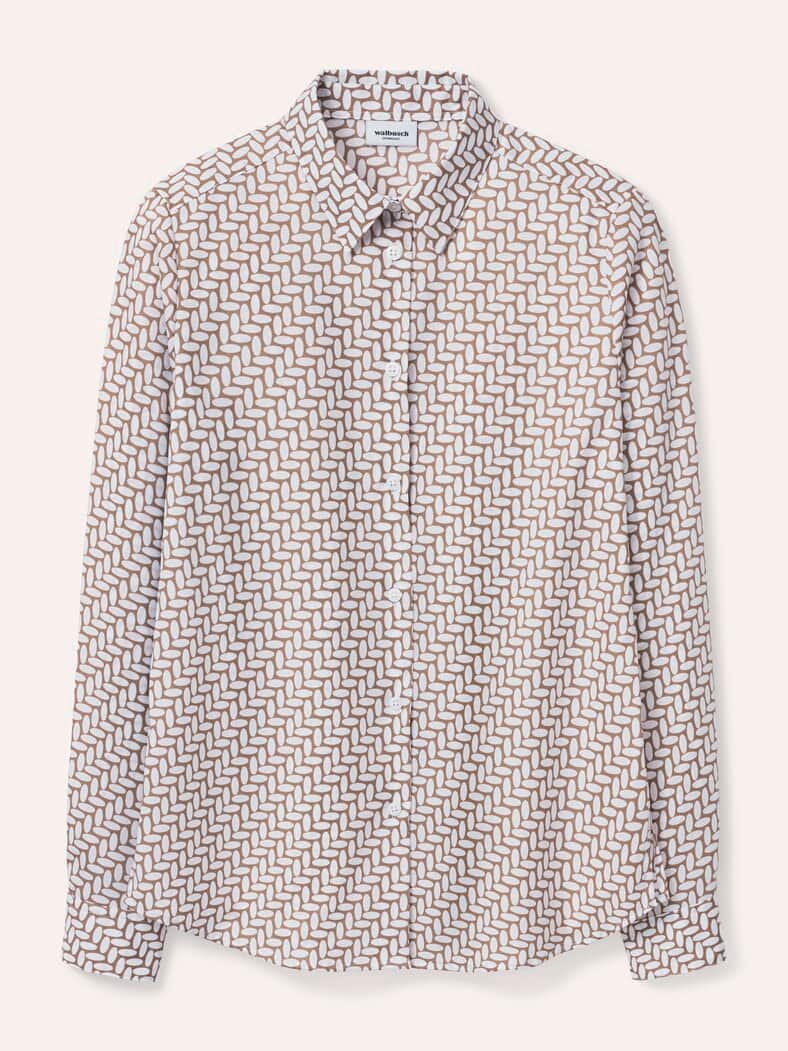 Extraglatt Baumwoll-Bluse Grafik Praline