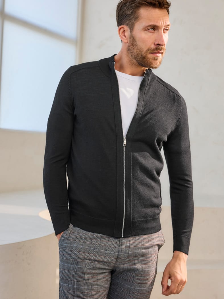 Outfit Zip-Strickjacke Merino Extrafein