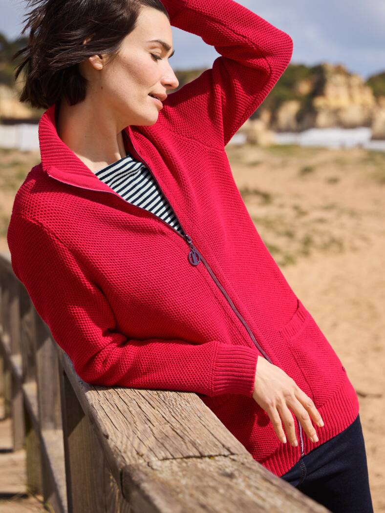 Outfit Zip-Longstrickjacke