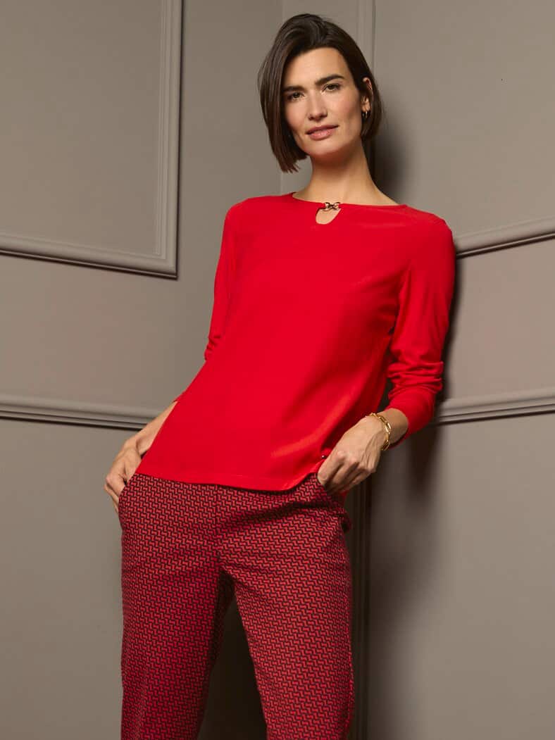 Outfit Viskoseshirt Materialmix